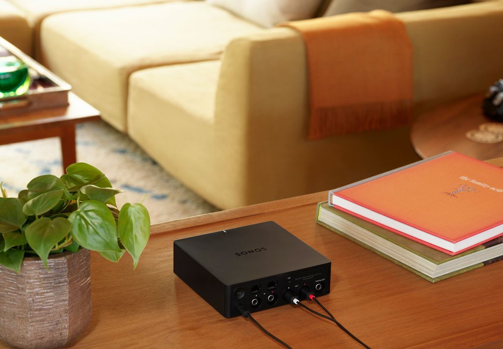 Sonos Port on credenza in living room