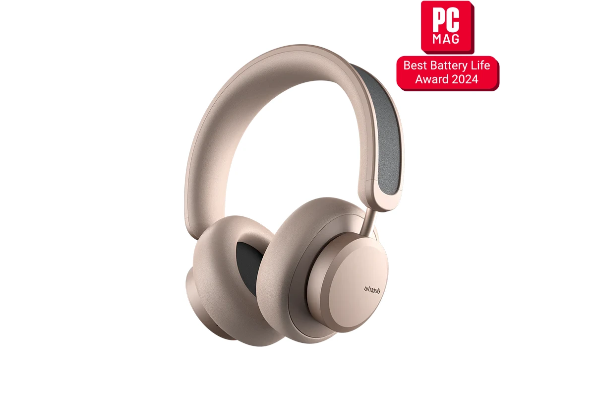 Prix PC MAG d'Urbanista Los Angeles - Or sable Urbanista Los Angeles headphones in sand gold, best battery life award pc mag