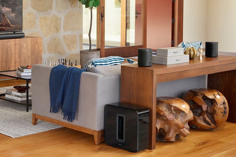 Sonos Home Theatre set with arc, one and sub (gen 3) in living room lifestyle image