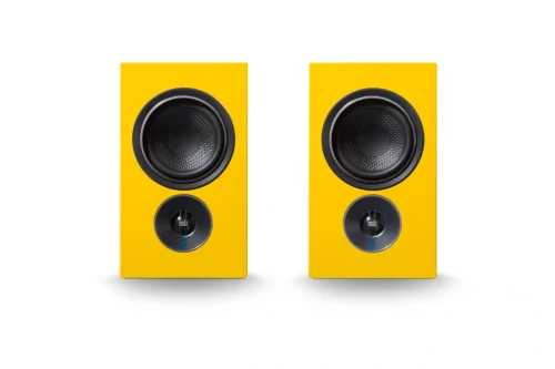 PSB_Alpha_IQ_Yellow_Speakers 4 PSB Alpha iQ Speakers in tangerine yellow