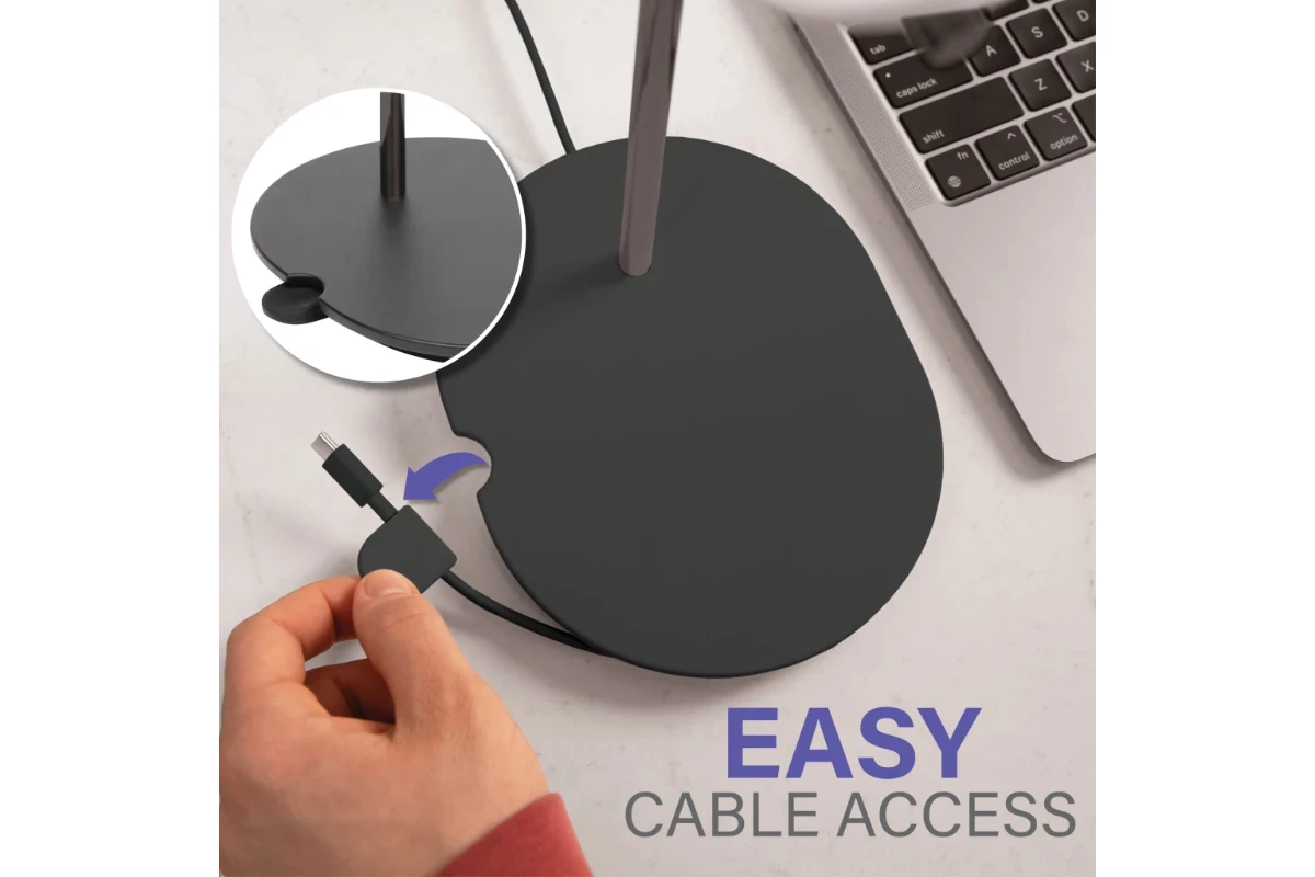 Sanus Sonos Ace headphone stand in black lifestyle photo on desk