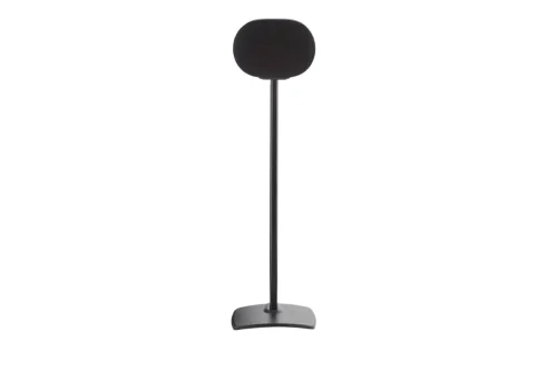 Sanus Fixed height Speaker Stand designed for the Sonos Era 300, featuring a sleek black finish with a sturdy base for optimal speaker placement.