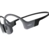 Side view of the Shokz OpenSwim Pro bone conduction headphones in black and gray.